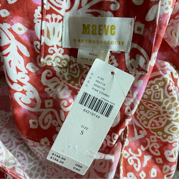 Maeve Printed Flutter-Sleeve Babydoll Dress Sz Small NEW 100% Cotton - Picture 3 of 3